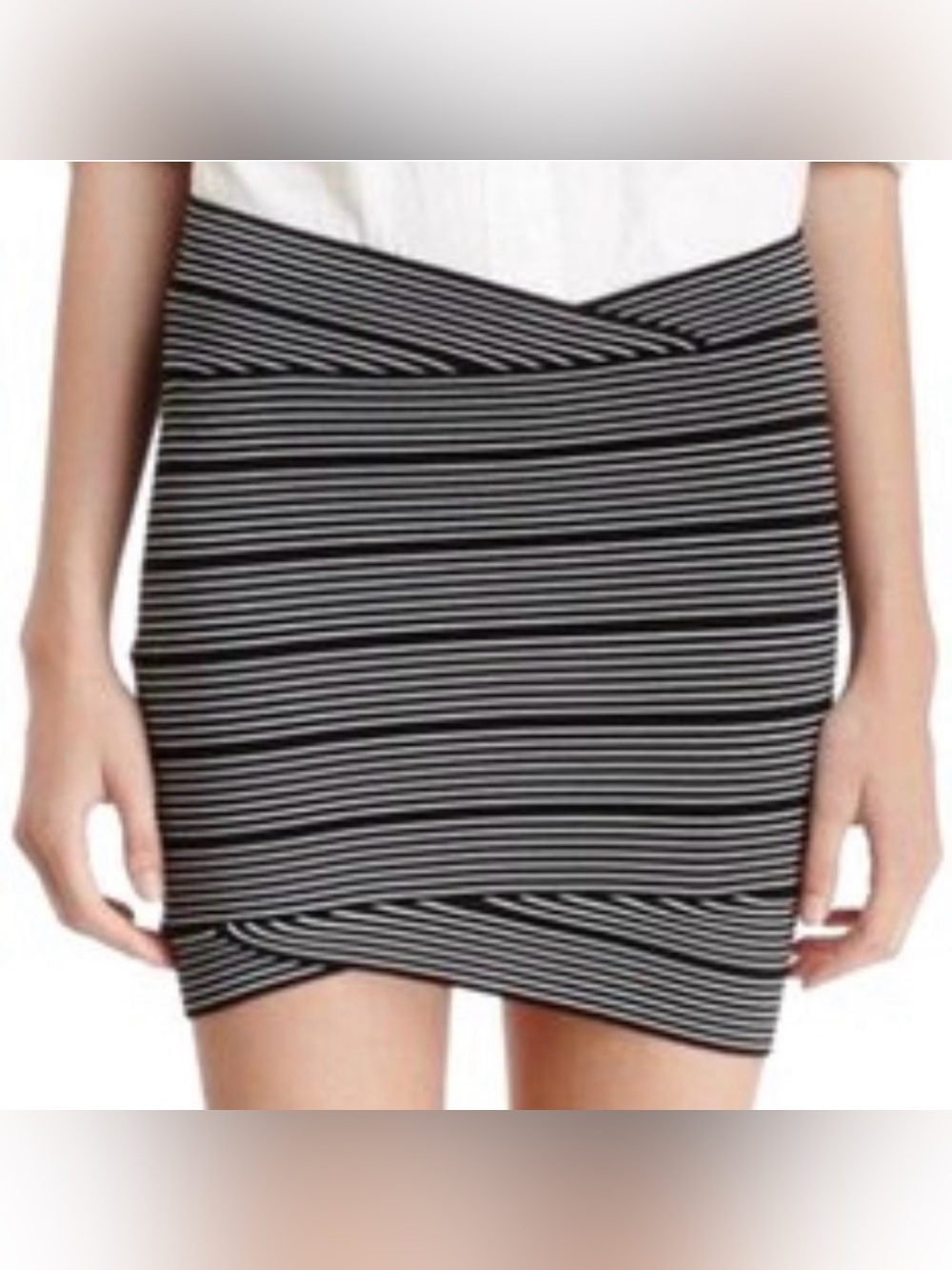 BCBGMaxAzria Black and White Striped Mini Skirt